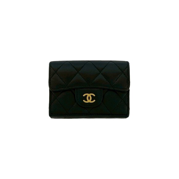 CHANEL Handbags - CHANEL Black Caviar Leather Logo Wallet